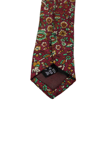 Salvatore Ferragamo Mens Dark Red Floral Print Silk Necktie