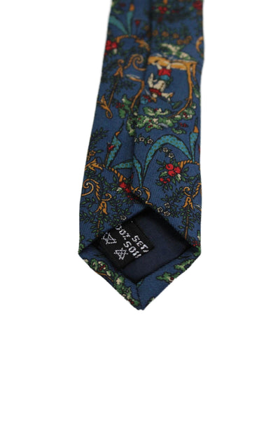 Salvatore Ferragamo Mens Dark Blue Graphic Print Silk Necktie