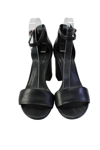 Alexander Wang Womens Black Leather Ankle Strap Heels Sandals Shoes Size 8.5