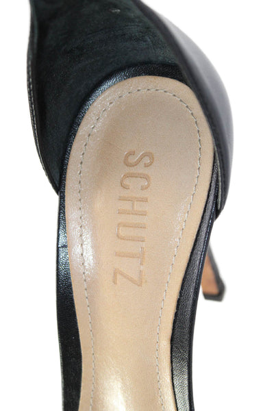 Schutz Womens Black Leather Ankle Strap High Heels Sandals Shoes Size 9B