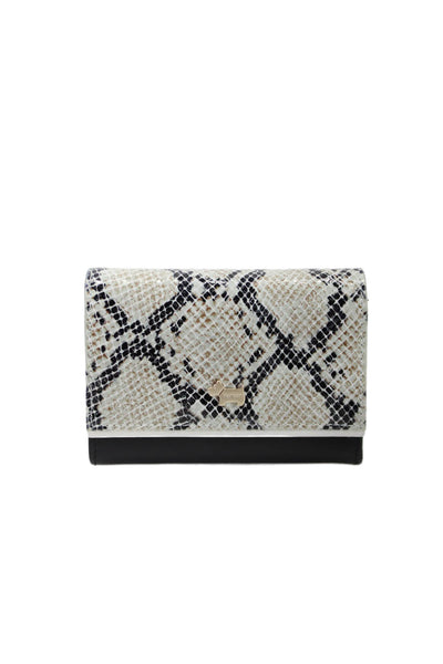 Radley London Womens Leather Snakeskin Print Gold Tone Wallet Black Ivory