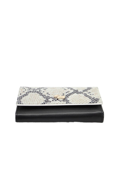 Radley London Womens Leather Snakeskin Print Gold Tone Wallet Black Ivory