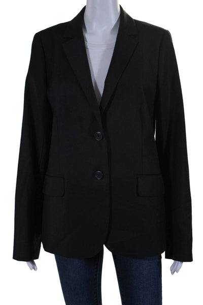 J Crew Womens Long Sleeves Narrow Lapel Two Button Blazer Black Wool Size 10