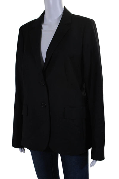 J Crew Womens Long Sleeves Narrow Lapel Two Button Blazer Black Wool Size 10