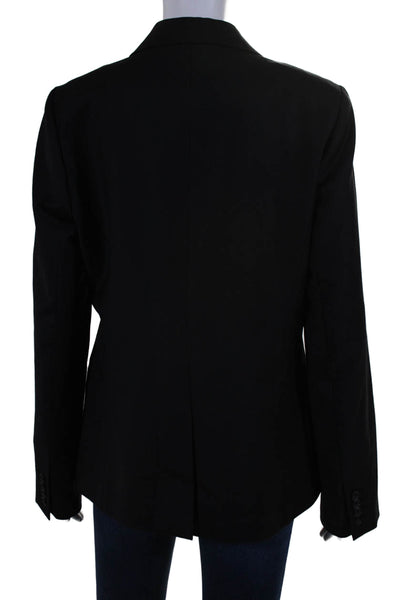 J Crew Womens Long Sleeves Narrow Lapel Two Button Blazer Black Wool Size 10