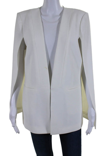 BCBG Max Azria Womens Upas Open Front Poncho Blazer Jacket White Size Large