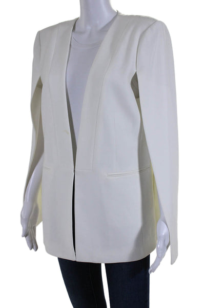 BCBG Max Azria Womens Upas Open Front Poncho Blazer Jacket White Size Large