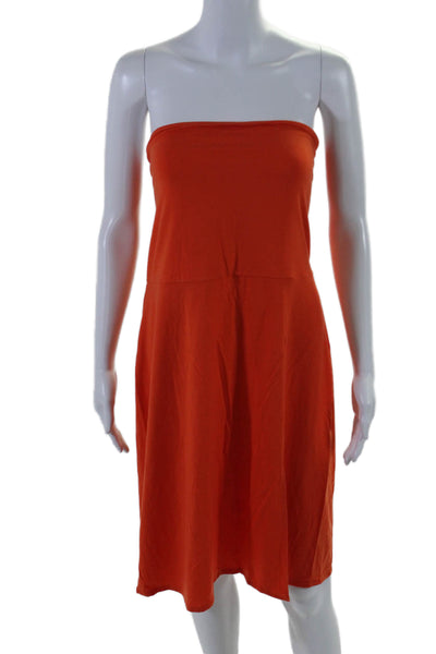 Reformation Womens Stretch Strapless Square Neck Casual Dress Orange Size XL