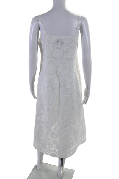 Cynthia Rowley Womens V-neck Spaghetti Strap Lace Dress White Size M