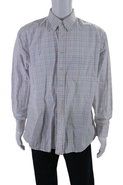 Gitman Bros Men's Collared Long Sleeves Button Down Plaid Shirt Size 17.5