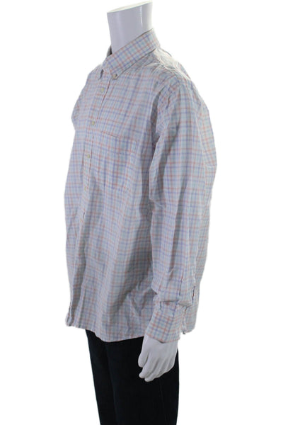 Gitman Bros Men's Collared Long Sleeves Button Down Plaid Shirt Size 17.5