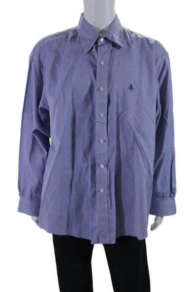 Paul Stuart Men's Collared Long Sleeves Button Down Shirt Blue Size XL