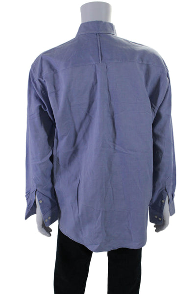 Paul Stuart Men's Collared Long Sleeves Button Down Shirt Blue Size XL