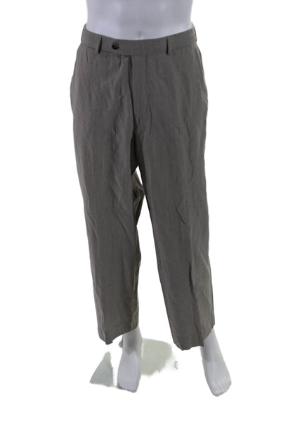 Hiltl Men's Button Closure Flat Front Straight Leg Dress Pants Gray Size 38