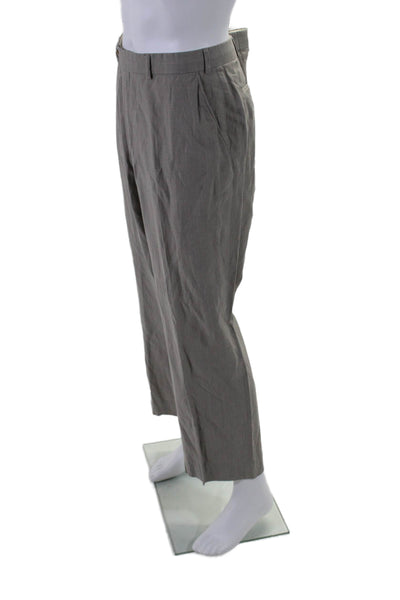 Hiltl Men's Button Closure Flat Front Straight Leg Dress Pants Gray Size 38