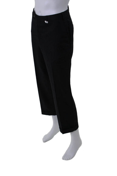 Hiltl Men's Button Closure Flat Front Straight Leg Dress Pants Black Size 38