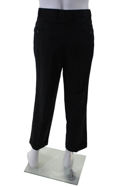 Hiltl Men's Button Closure Flat Front Straight Leg Dress Pants Black Size 38