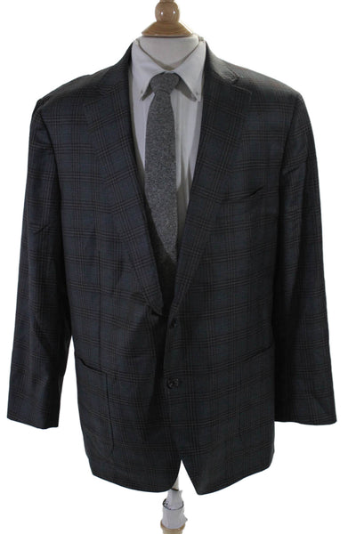 BLVDier Men's Collared Long Sleeves Lined Two Button Plaid Jacket Size 48