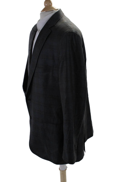 BLVDier Men's Collared Long Sleeves Lined Two Button Plaid Jacket Size 48