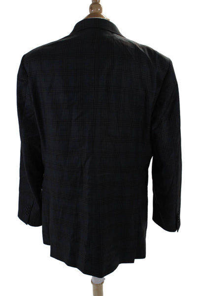 BLVDier Men's Collared Long Sleeves Lined Two Button Plaid Jacket Size 48