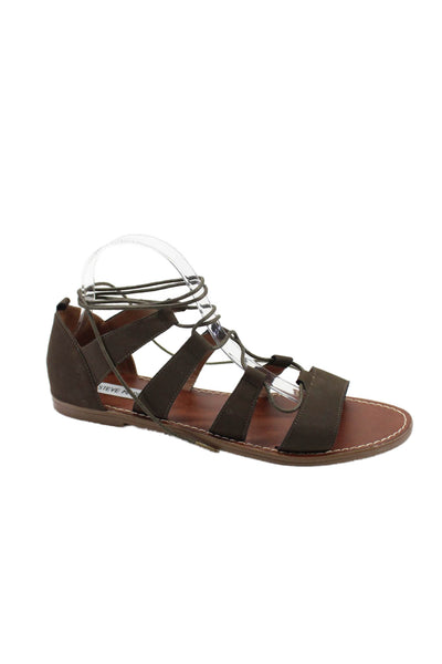 Steve Madden Womens Lace Up Strappy Gabriela Sandals Brown Size 10 Medium