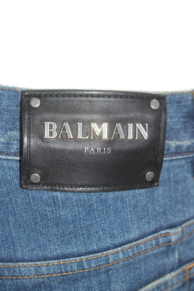 Balamin Mens Mid Rise Medoim Wash Distressed Skinny Jeans Blue Size 29