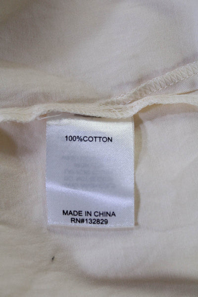 Lovers + Friends Womens Cotton Collared Buttoned Long Sleeve Top Beige Size XS