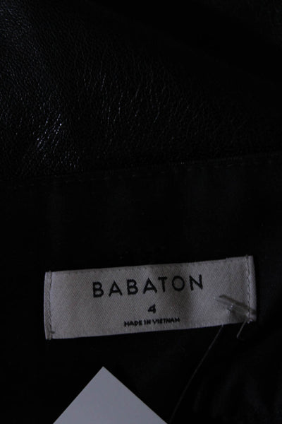 Babaton Womens Faux Leather Hook & Eye Belted Tapered Leg Pants Black Size 4