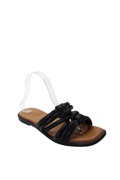 Seychelles Women's Open Toe Strappy Slip-On Flat Sandals Black Size 7.5