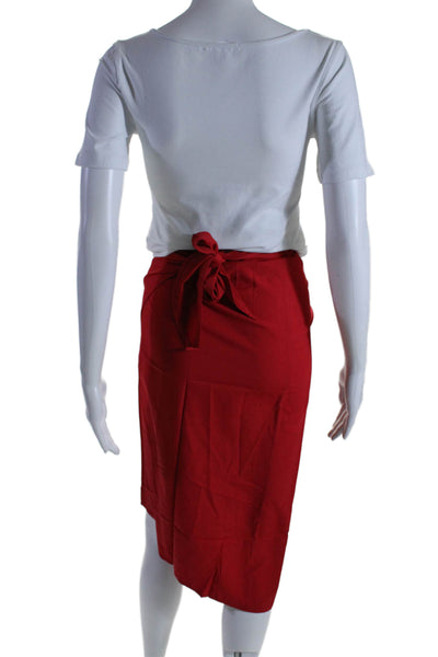 Aday Womens Lightweight Tie Closure It's A Swirl Midi Skirt Chili Size XL