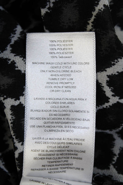 Michael Michael Kors Womens Black Gray Leopard Print V-neck Blouse Top Size M