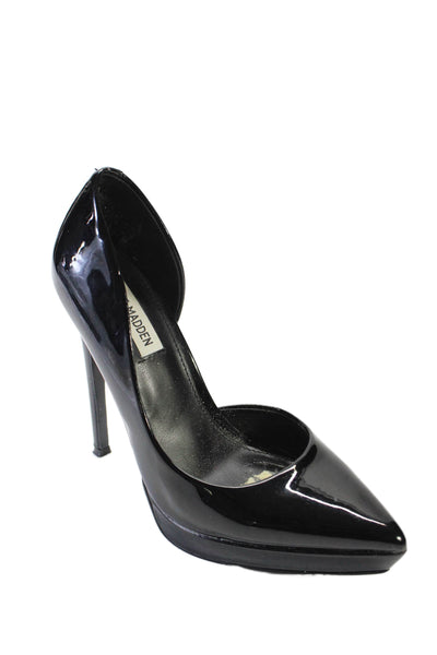 Steve Madden Womens Leather Pointed Toe Open Side Stiletto Heels Black Size 8