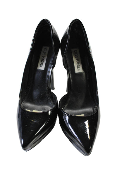 Steve Madden Womens Leather Pointed Toe Open Side Stiletto Heels Black Size 8