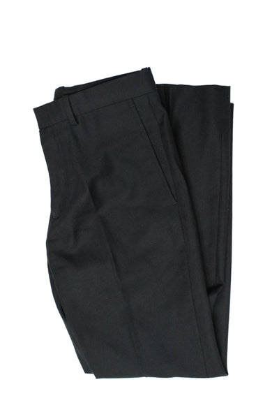 Theory Mens Wool Front Pleated Pocketed Straight Leg Dress Pants Black Size 28