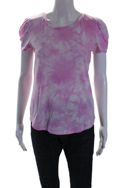 Generation Love Womens Puffed Short Sleeved Tie Dye Casual Top Pink Size S