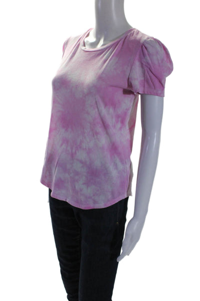 Generation Love Womens Puffed Short Sleeved Tie Dye Casual Top Pink Size S