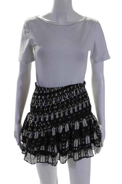 Townsen Women's Pull-On Smocked Ruffle Lined Mini Skirt Black Size S