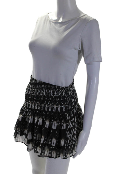 Townsen Women's Pull-On Smocked Ruffle Lined Mini Skirt Black Size S