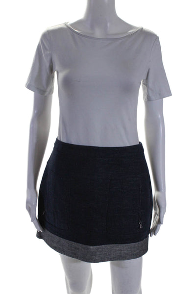 BCBGMAXAZRIA Women's Zip Closure Lined Pockets Mini Skirt Blue Size 4