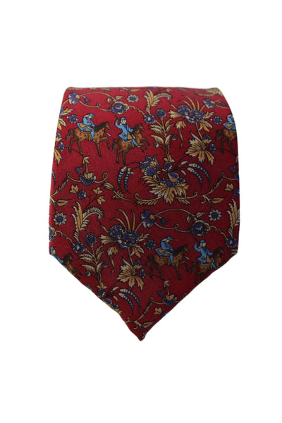 Salvatore Ferragamo Mens Red Floral & Graphic Print Silk Necktie