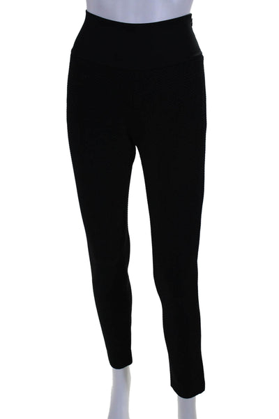 Akris Punto Womens Stretch Textured Mid-Rise Activewear Leggings Black Size 8