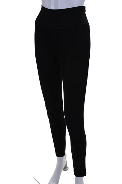 Akris Punto Womens Stretch Textured Mid-Rise Activewear Leggings Black Size 8