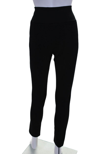 Akris Punto Womens Stretch Textured Mid-Rise Activewear Leggings Black Size 8