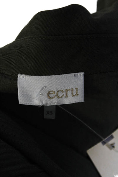 Ecru Womens Button Front Collared Ombre Shirt Jacket Pine White Size Extra Small