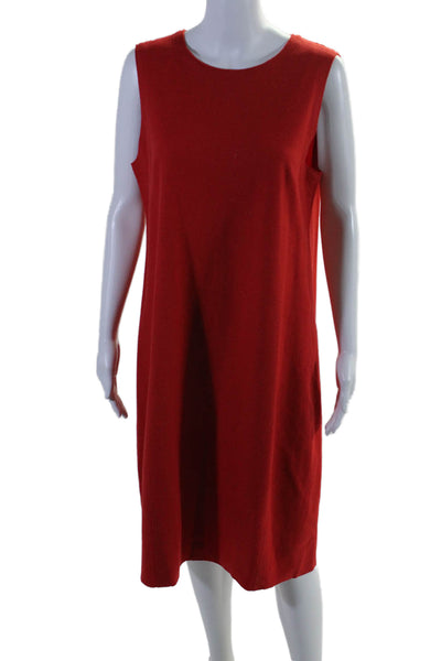 Eileen Fisher Womens Crew Neck Sleeveless Maxi Dress Red Wool Size Medium