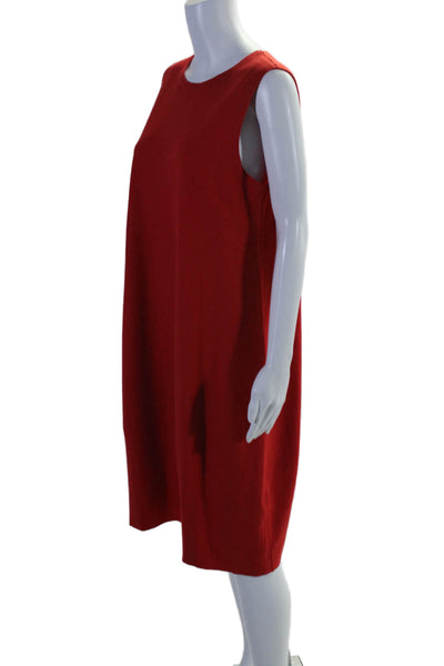 Eileen Fisher Womens Crew Neck Sleeveless Maxi Dress Red Wool Size Medium