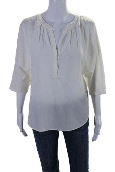 Joie Womens Solid White V-neck 3/4 Sleeve Blouse Top Size S