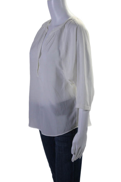 Joie Womens Solid White V-neck 3/4 Sleeve Blouse Top Size S