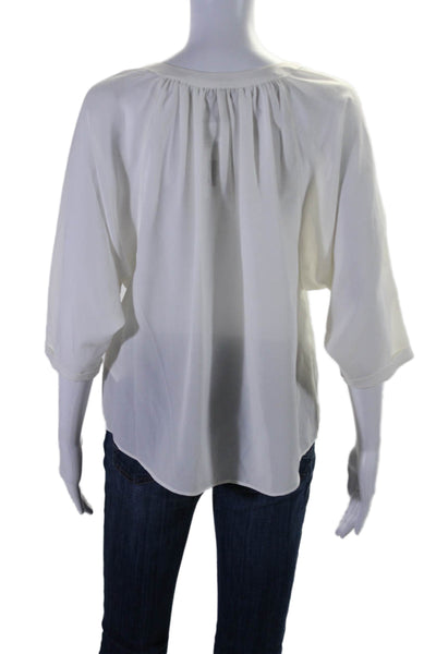 Joie Womens Solid White V-neck 3/4 Sleeve Blouse Top Size S