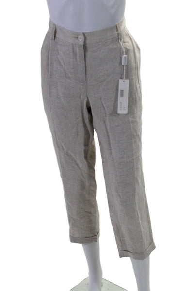 Hubert Gasser Womens Beige Linen High Rise Cuff Straight Leg Pants Size 46